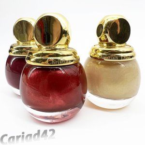 3 Dior Christmas Nail Colors Red & Gold (0.4oz) .. NEW